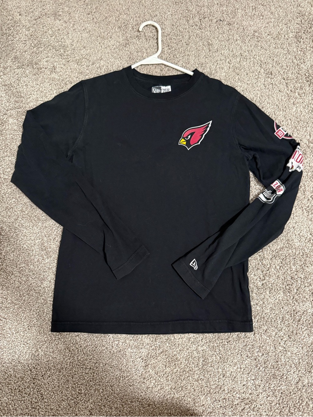 New Era Black Arizona Cardinals Long Sleeve Tee with Sleeve Graphics